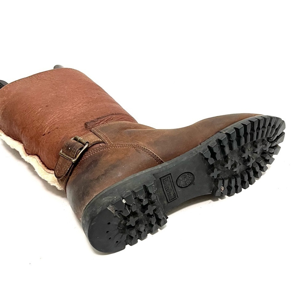 Vintage Y2K women’s brown nubuck leather fleece lined buckle winter boots - Picture 9 of 9